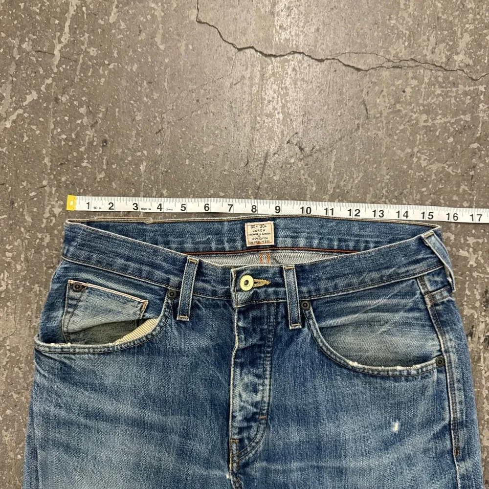 J.Crew Vintage Slim Jeans Mens 30x30 Blue Good Distressed Straight Leg Denim